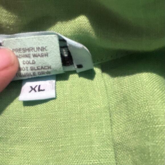 Habitat Tunic Top Green 100% Linen Preshrunk USA XL Minimalist Casual Coastal - Picture 10 of 12